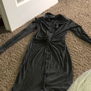 Venus collared grey dress size small sleeves midi